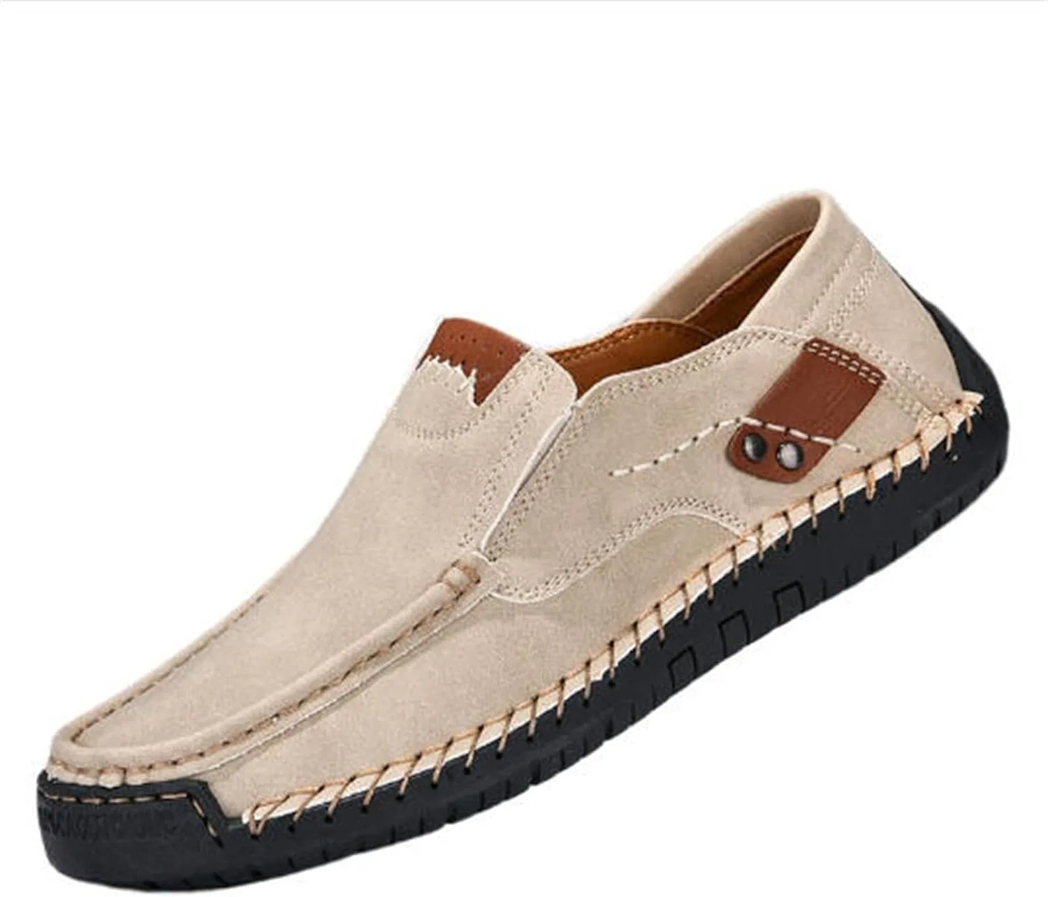 Мокасины кожаные ручной работы, Beige TengfeiFly