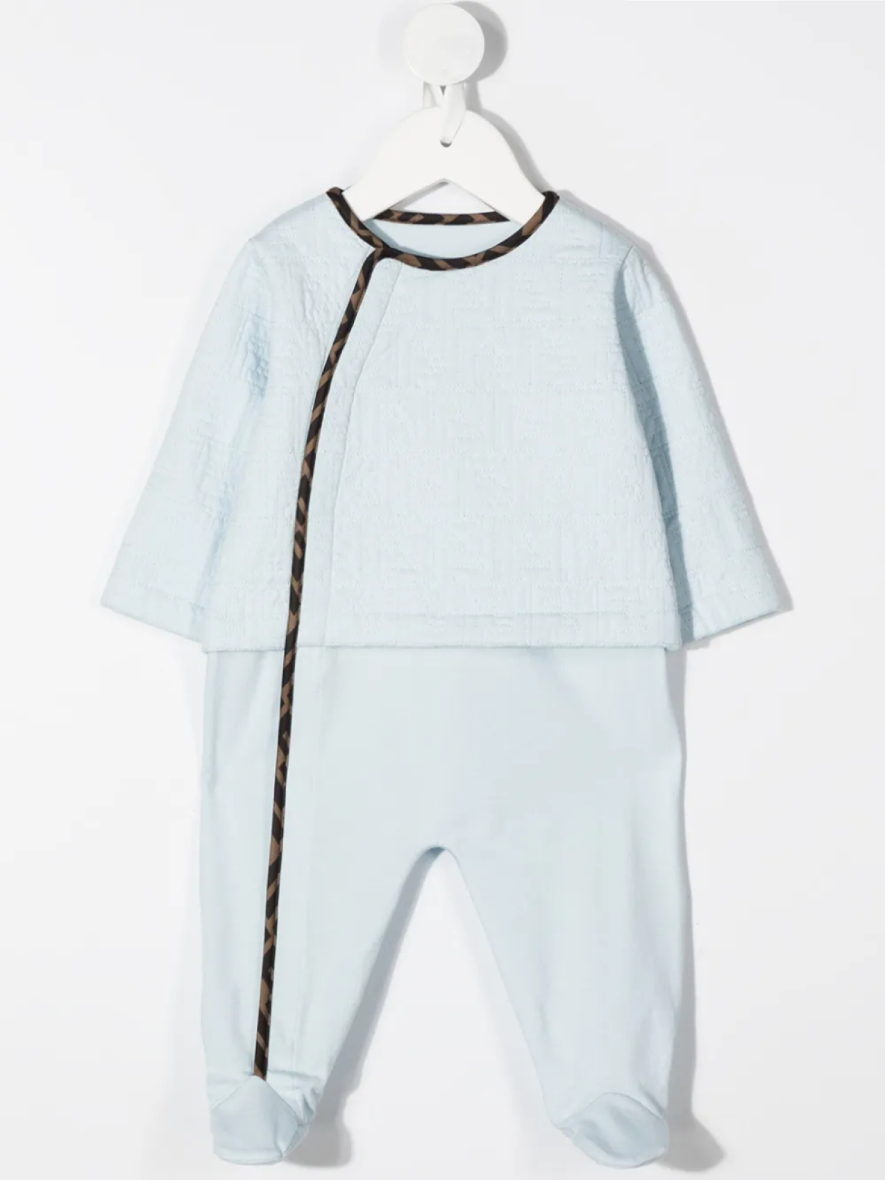 Комплект из комбинезона, шапки и нагрудника Fendi Kids, синий — фото 2