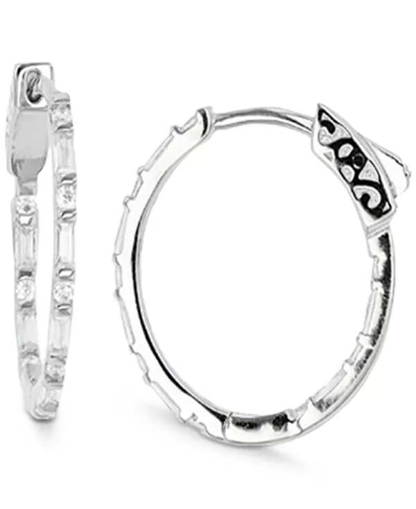 

Маленькие серьги-кольца с выращенными в лаборатории рубинами из стерлингового серебра, 0,79 дюйма (также с кубическим цирконием) Macy'S, white