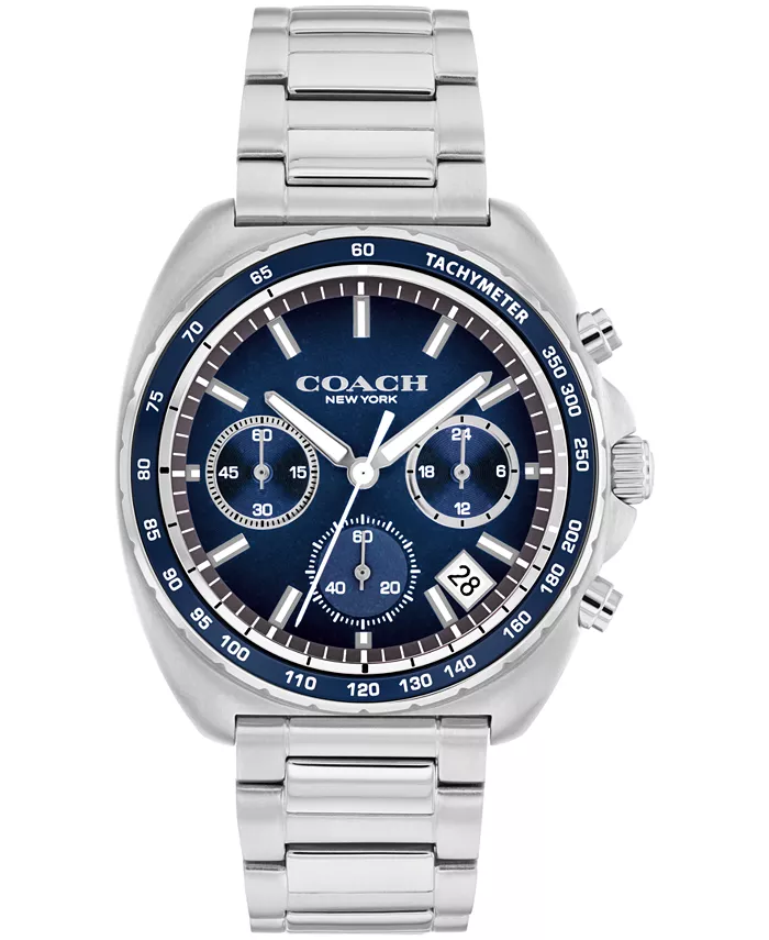 

Мужские часы Charter со стальным браслетом серебристого оттенка, 39 мм COACH