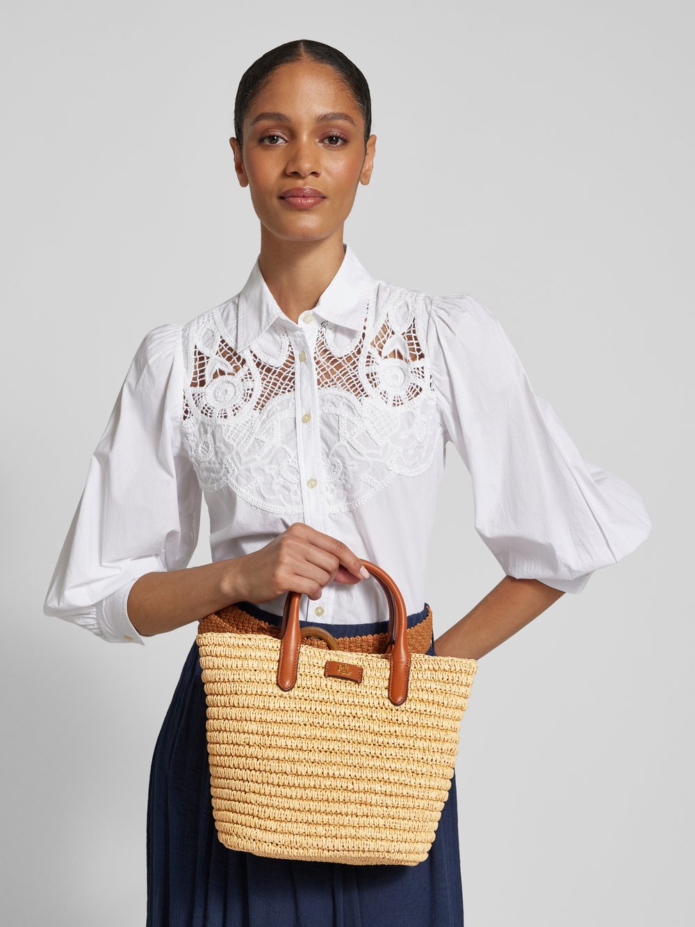 

Сумка-тоут с плетеным эффектом, модель «BRIE» Lauren Ralph Lauren, песочный