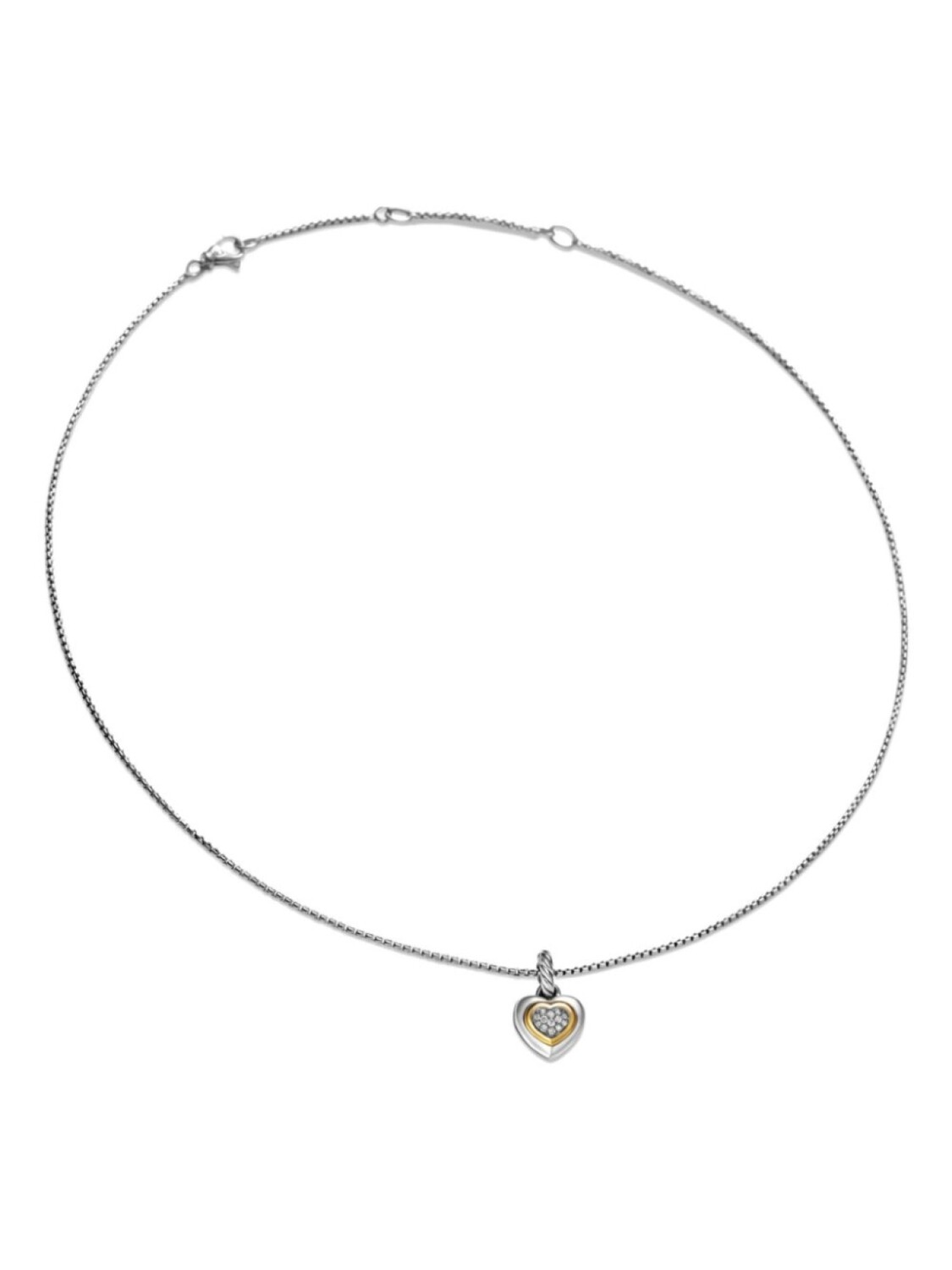 

Бриллиантовое колье Petite Cable Heart из стерлингового серебра David Yurman, серебряный