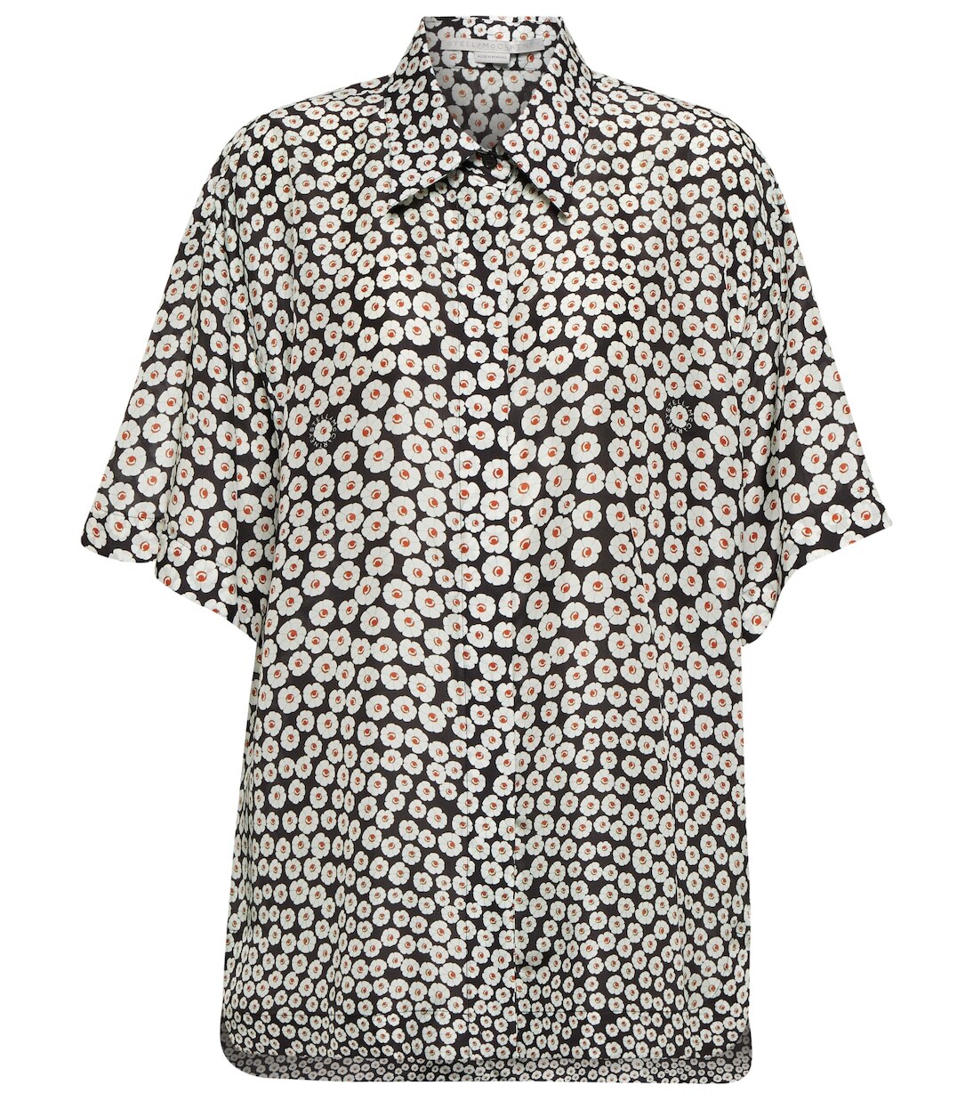 

Шелковая рубашка с цветочным принтом Stella McCartney, черный