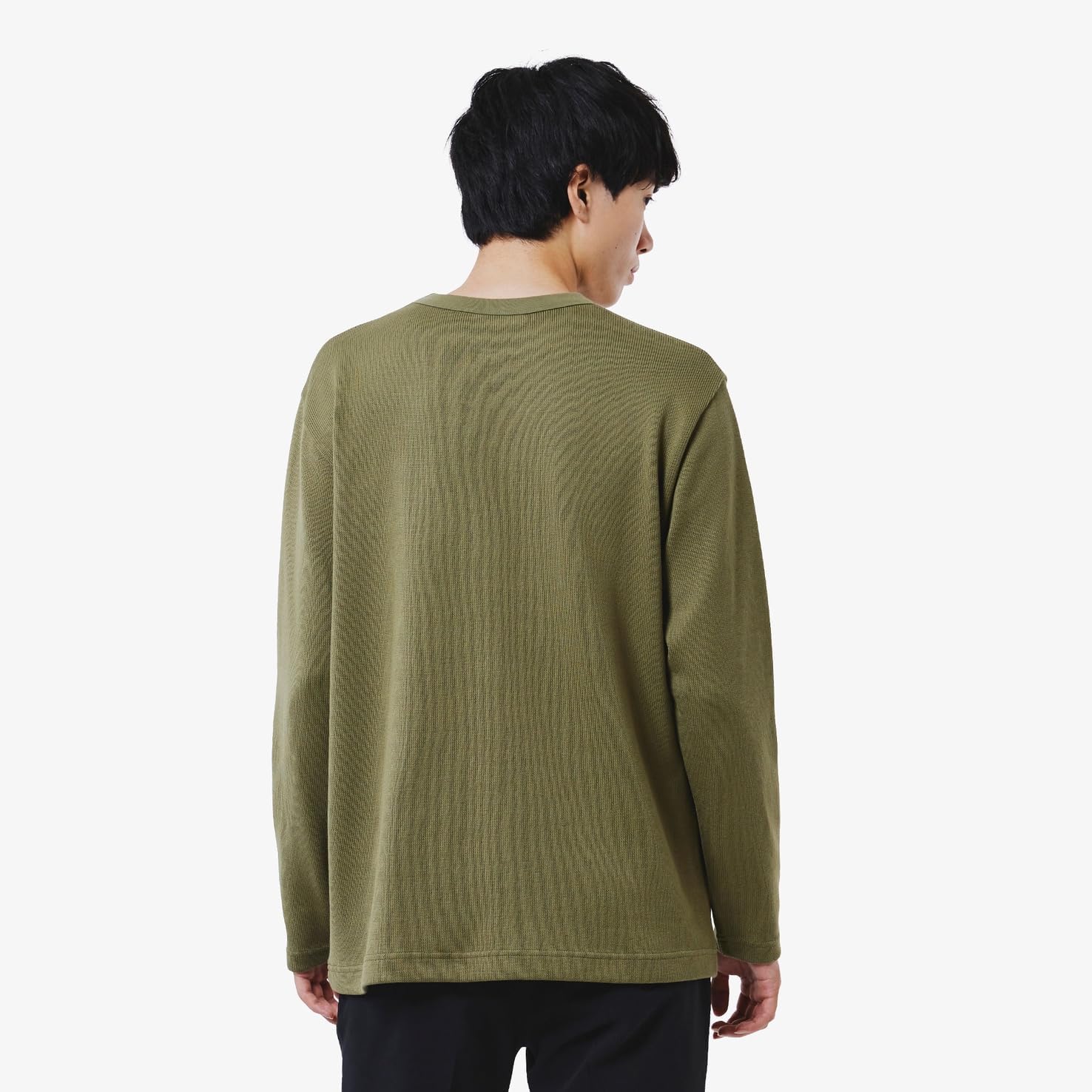 Мужская футболка Lacoste (официальная) из плотного трикотажа с длинным рукавом, зеленый — фото 2