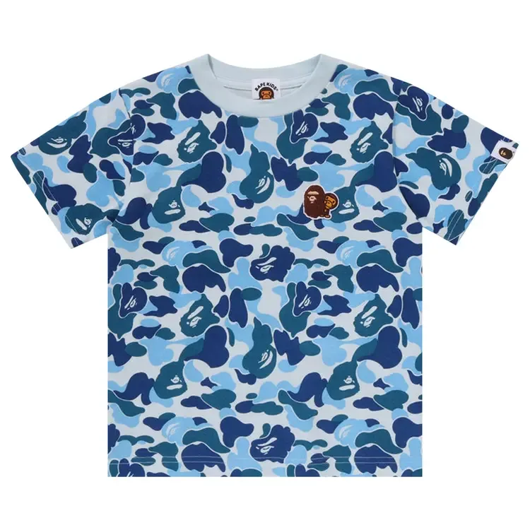Детская футболка BAPE Kids ABC Camo Ape & Milo One Point Tee, синяя