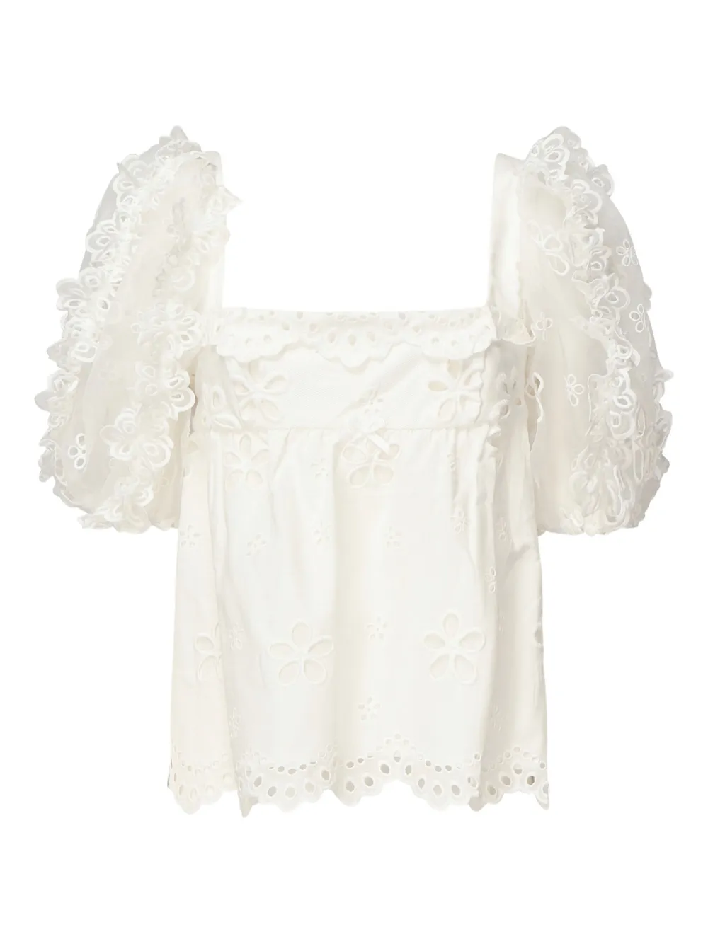 

Топ с объемными рукавами и вышивкой For Love And Lemons, нейтральный