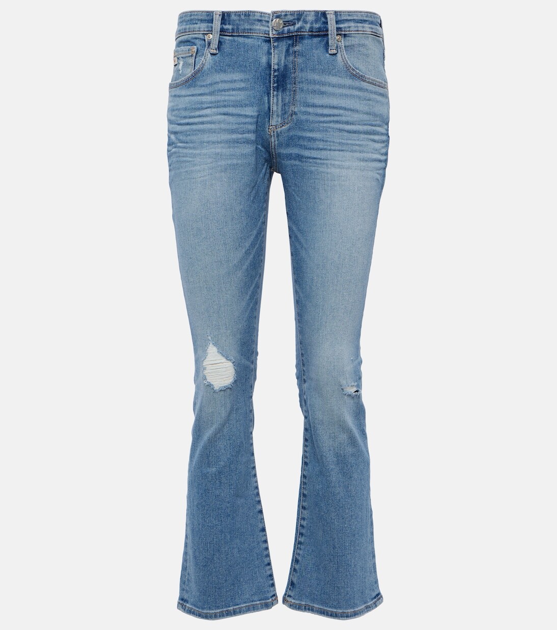

Укороченные расклешенные джинсы jodi со средней посадкой Ag Jeans, синий