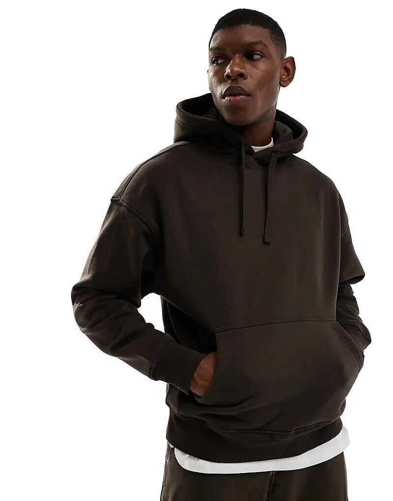 

Базовая толстовка с капюшоном коричневого цвета Pull&Bear