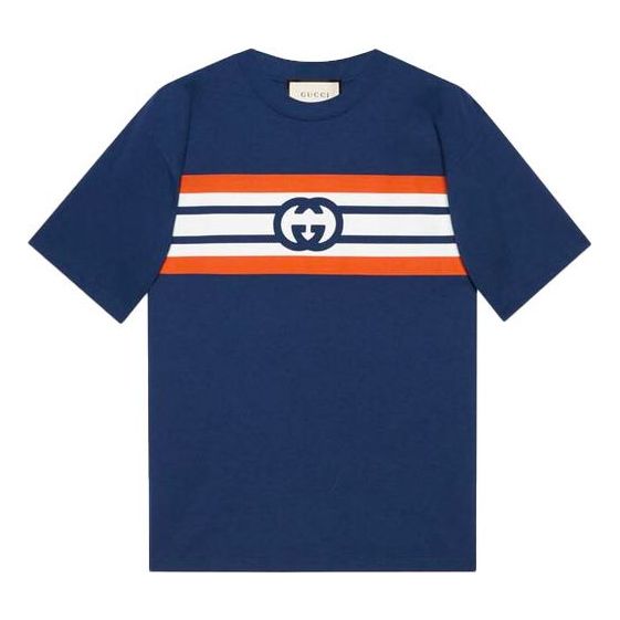 

Футболка GUCCI Interlocking G Stripe Print T-shirt 'Blue', синий