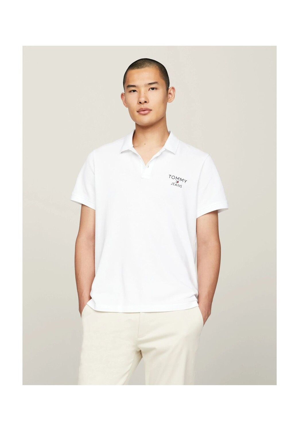 

Рубашка поло, вышивка логотипа, мужская TOMMY Jeans, цвет Ybr White