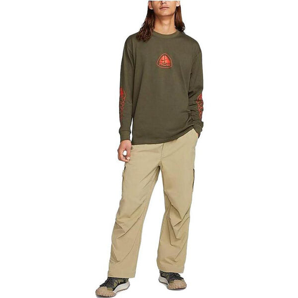 Футболка Nike ACG Long Sleeve Tee Lungs 'Khaki', зеленый — фото 2