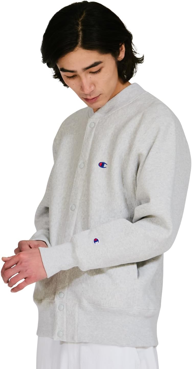 

Мужская толстовка Champion с длинными рукавами и круглым вырезом, хлопок 11,5 унций, флисовая подкладка производства США, вышитый логотип, застежка на кнопках REVERSE WEAVE, C3-A020, серебристо-серый