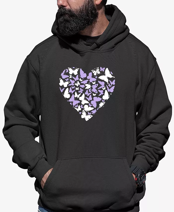 

Мужская худи с принтом "Butterfly Heart Word Art" LA Pop Art, серый