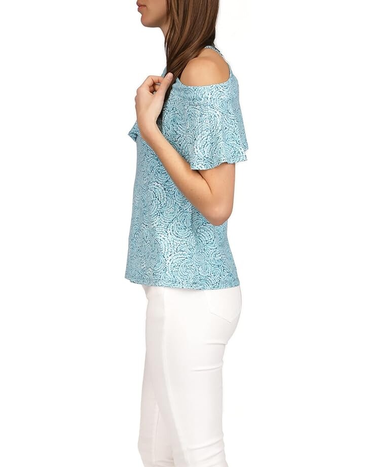 

Топ Michael Kors Coral Flounce Halter Top, цвет Turquoise
