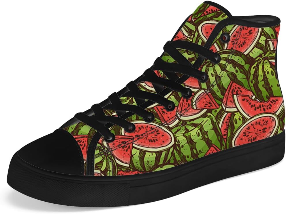 

Высокие кеды на шнуровке chebing с принтом арбуза для мужчин и женщин, повседневная обувь, подарок для мужчин и женщин, зеленый