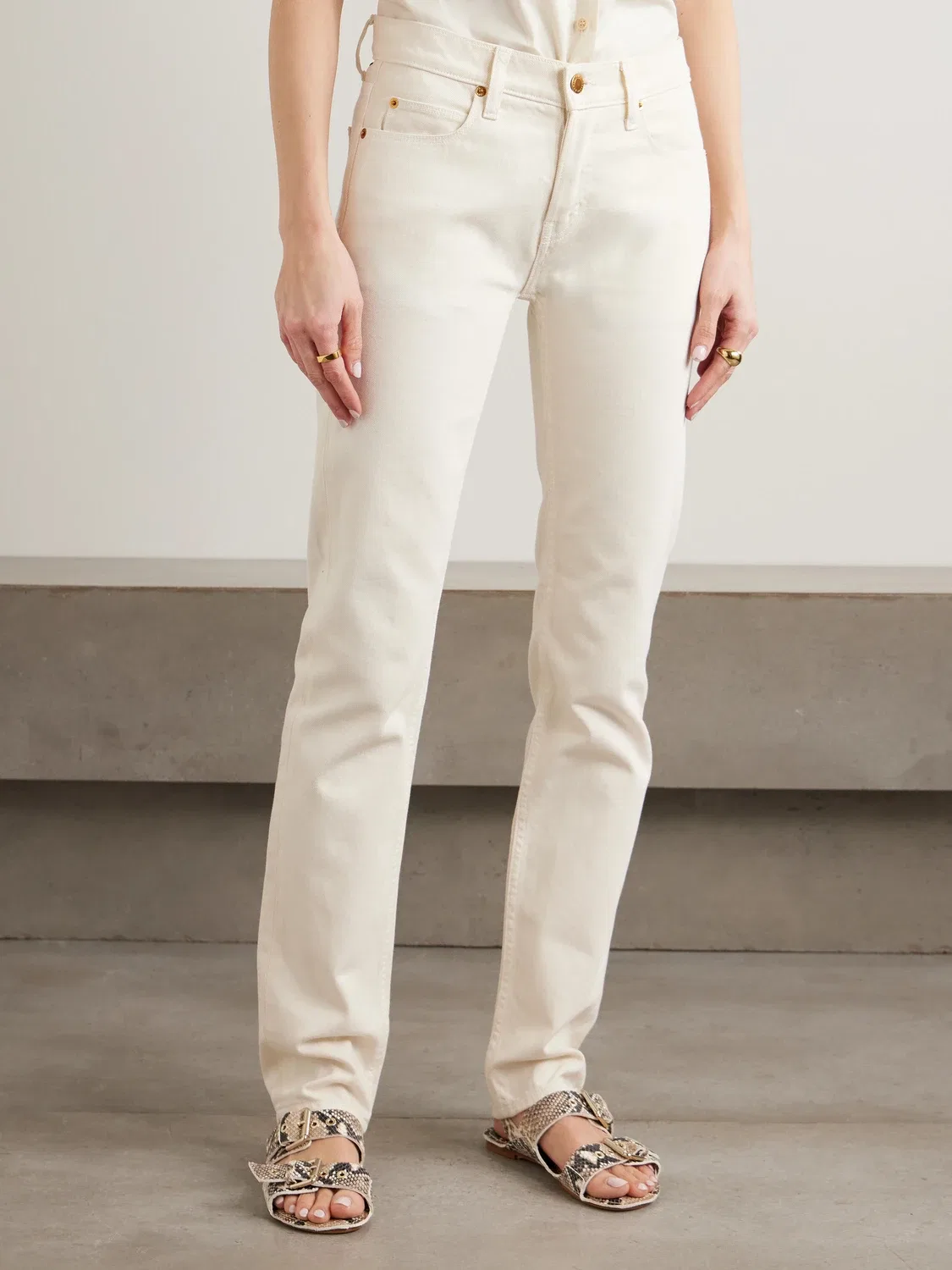 Джинсы с заниженной посадкой The Low (крой Slim Fit) JAMIE HALLER, белый — фото 3