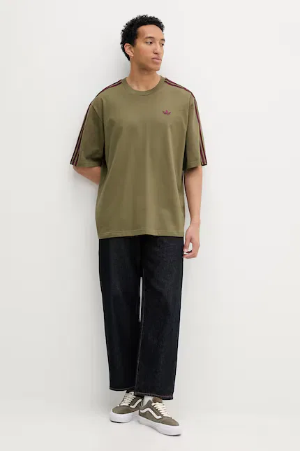 Футболка хлопковая T-shirt Adidas Originals, зеленый — фото 2