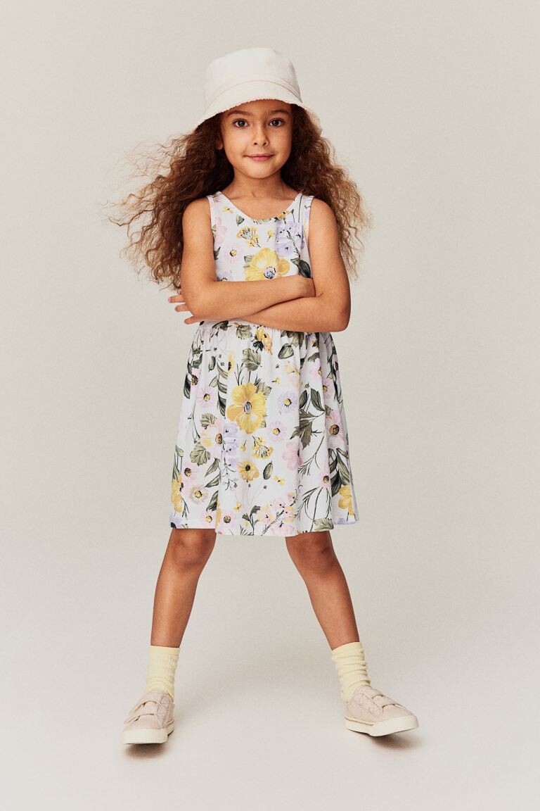 

Хлопковое платье с рисунком H&M, белый