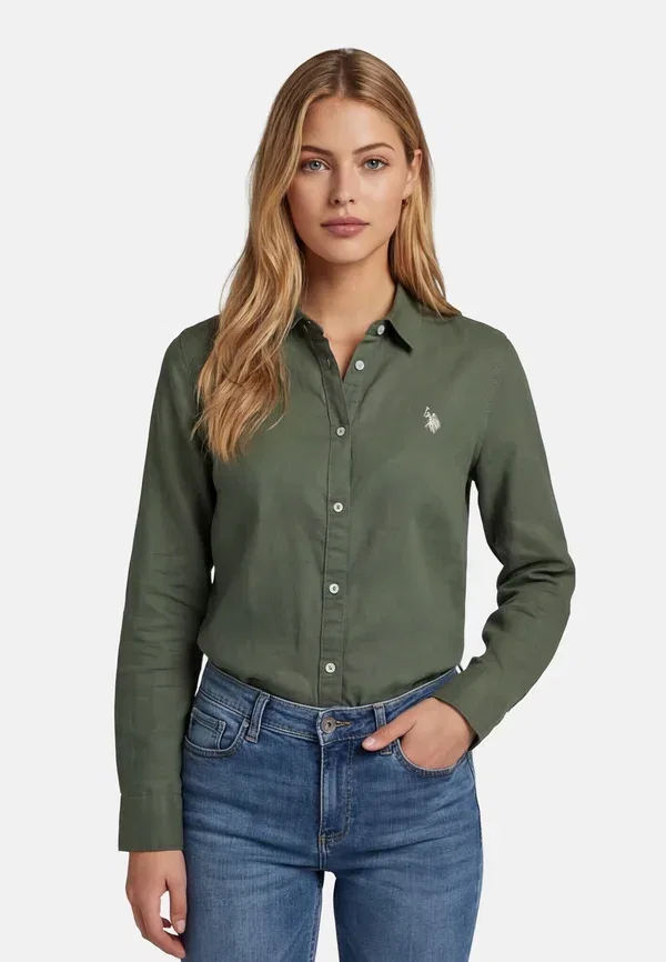 Блуза Usbellaa button down U.S. Polo Assn., оливковый