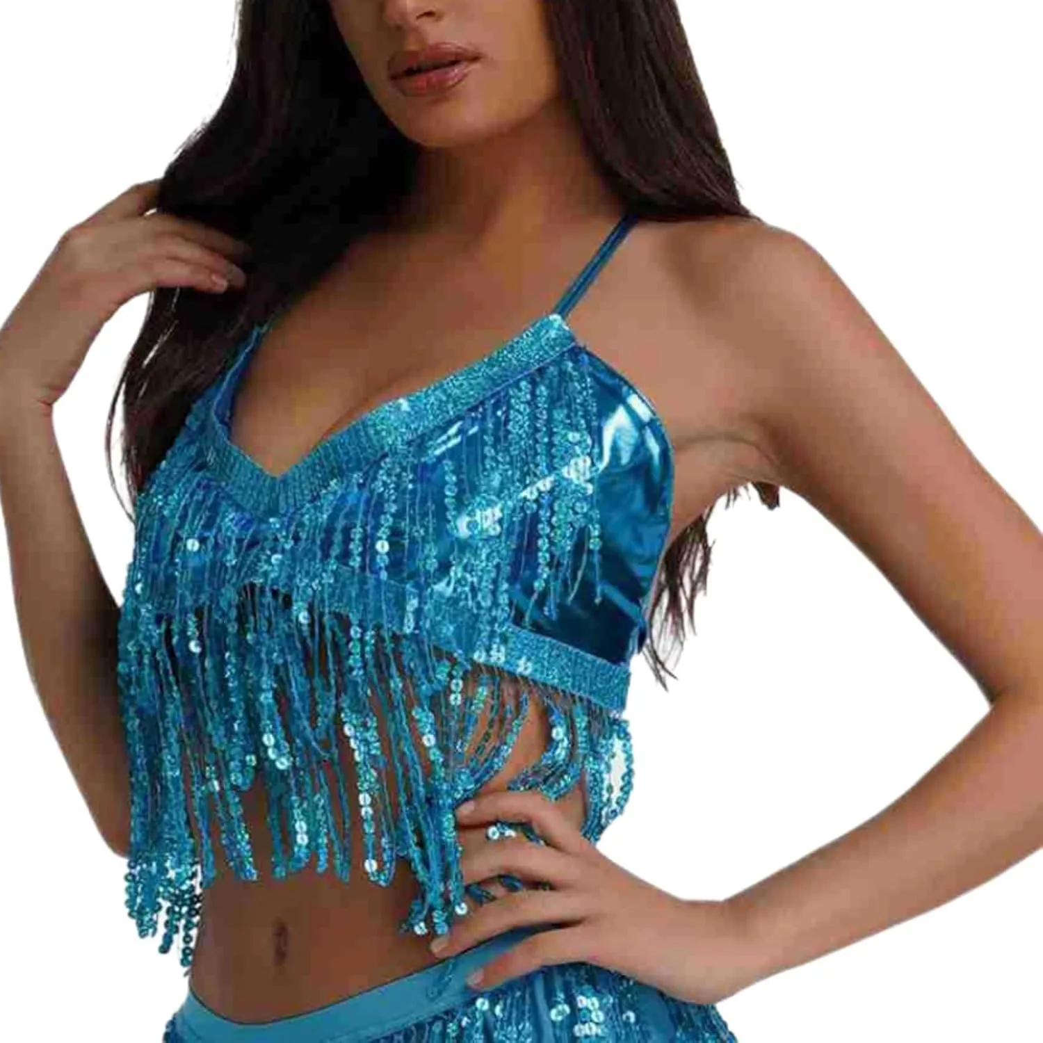 

Женский топ-бюстгальтер Halter с пайетками и бахромой HGps8w