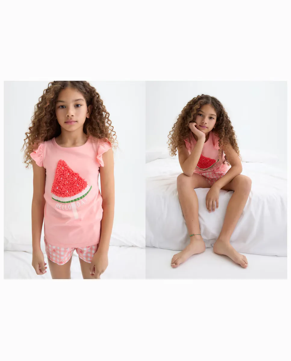 

Пижама для девочек с коротким принтом Cotton Juice, цвет Rosa