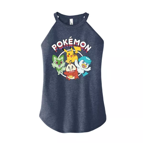 

Детская майка с высоким воротом и принтом Nintendo Pokemon Scarlet and Violet Starters Licensed Character, синий