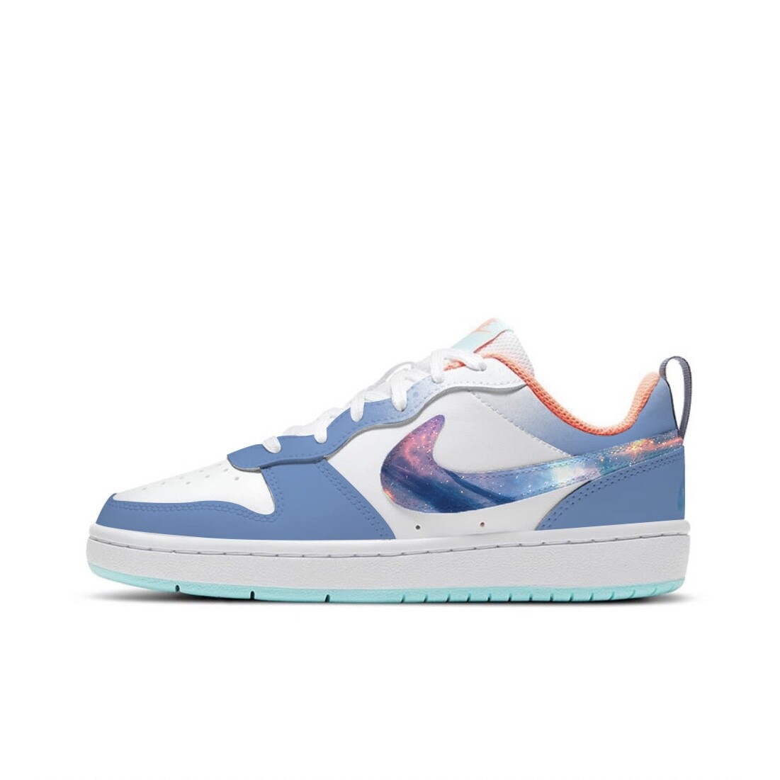 

Кроссовки Nike Court Borough Skateboard Shoes Women's Low-Top White Blue, Синий, Кроссовки Nike Court Borough Skateboard Shoes Women's Low-Top White Blue