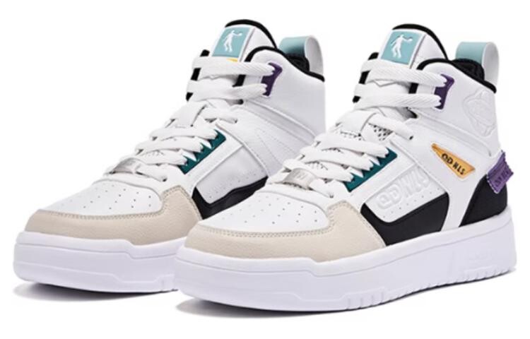 Кроссовки QIAODAN Skateboarding Shoes Men High-top  White Grass Color, белый — фото 3
