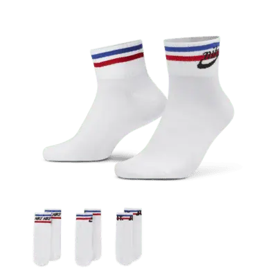 

Носки Nike Everyday Essential Ankle (3 шт), цвет White/Black/Game Royal/University Red