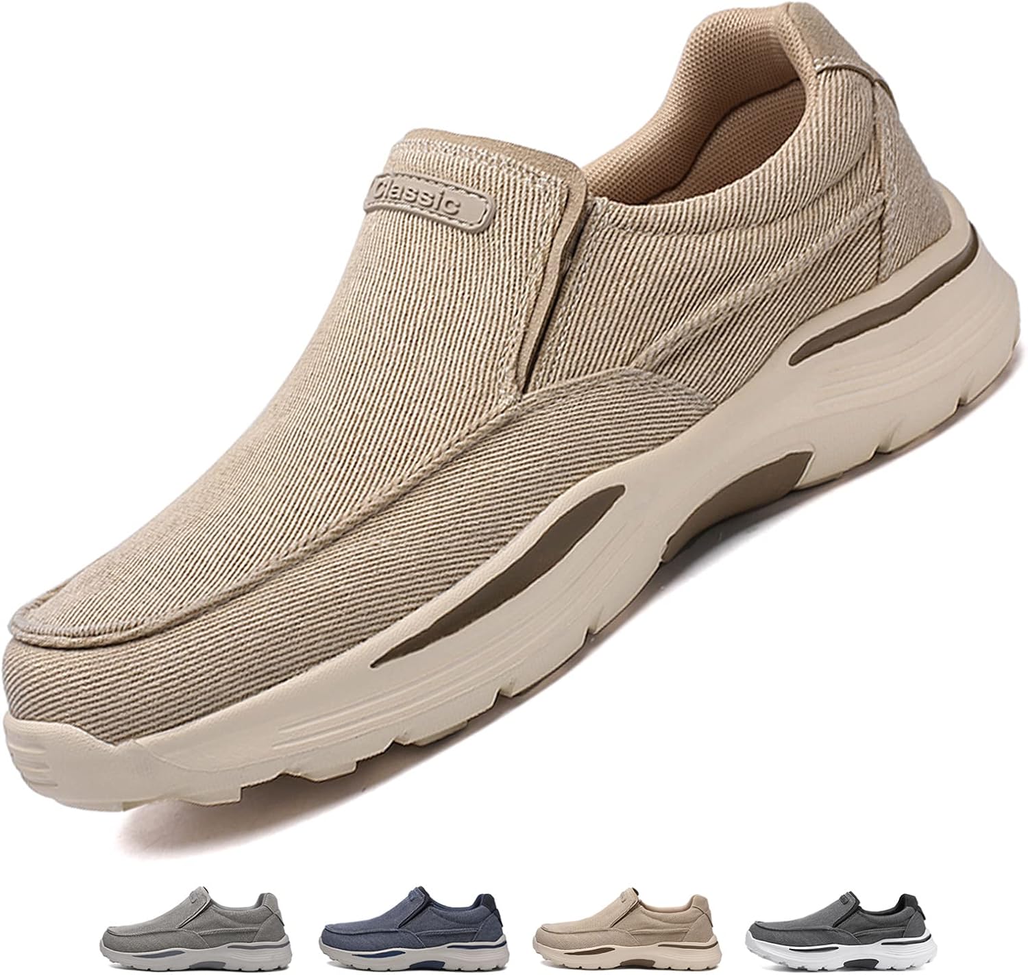 

Мужские ортопедические слипоны на плоской подошве из ткани, с эластичной вставкой, повседневная модная обувь, дышащие, нескользящие, для прогулок на улице, легкие и удобные кроссовки, обувь для вождения и прогулок на лодке Optigard, хаки