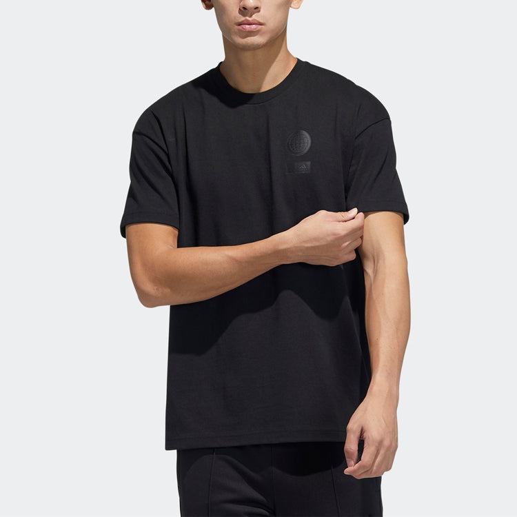 Футболка Men's adidas Logo Printing Solid Color Round Neck Short Sleeve Black T-Shirt GP0854 — фото 3