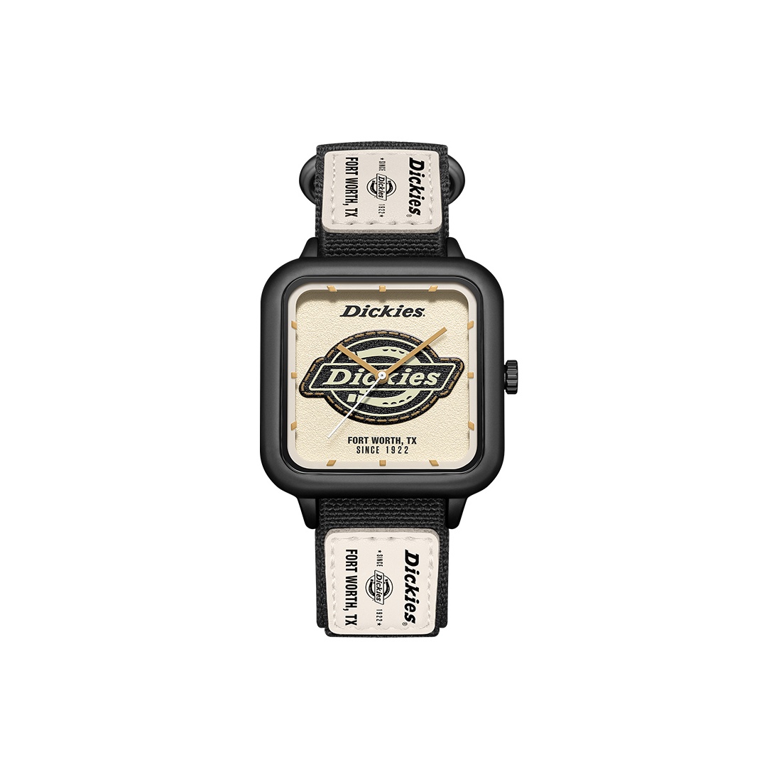 

Dickies Часы Wrist Watch Quartz Movement Nylon Strap Beige Watch Dial Unisex, CL-607V1-91SY Black Dial