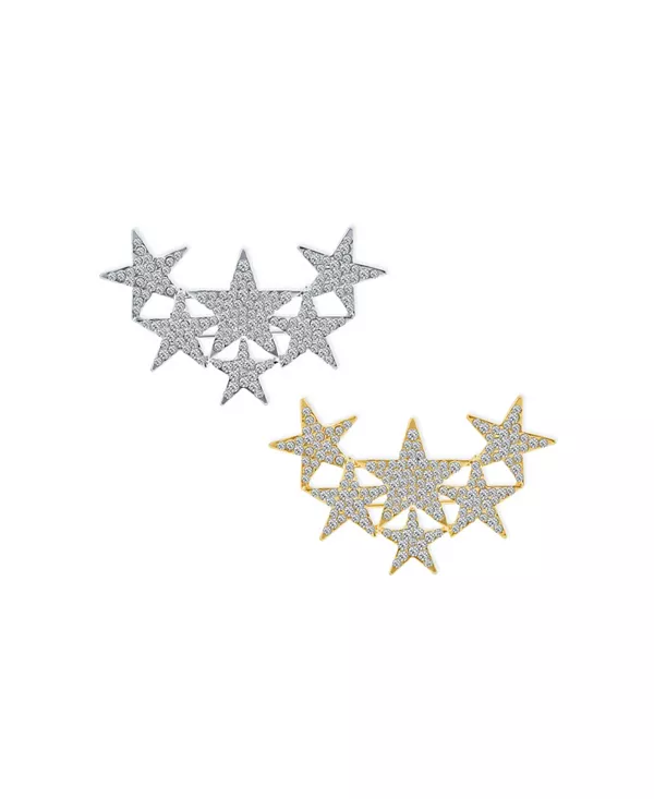 

Набор из 2 больших брошей-булавок в виде небесных рок-звезд, хрустальных звезд, посеребренных и позолоченных Bling Jewelry, gold-silver