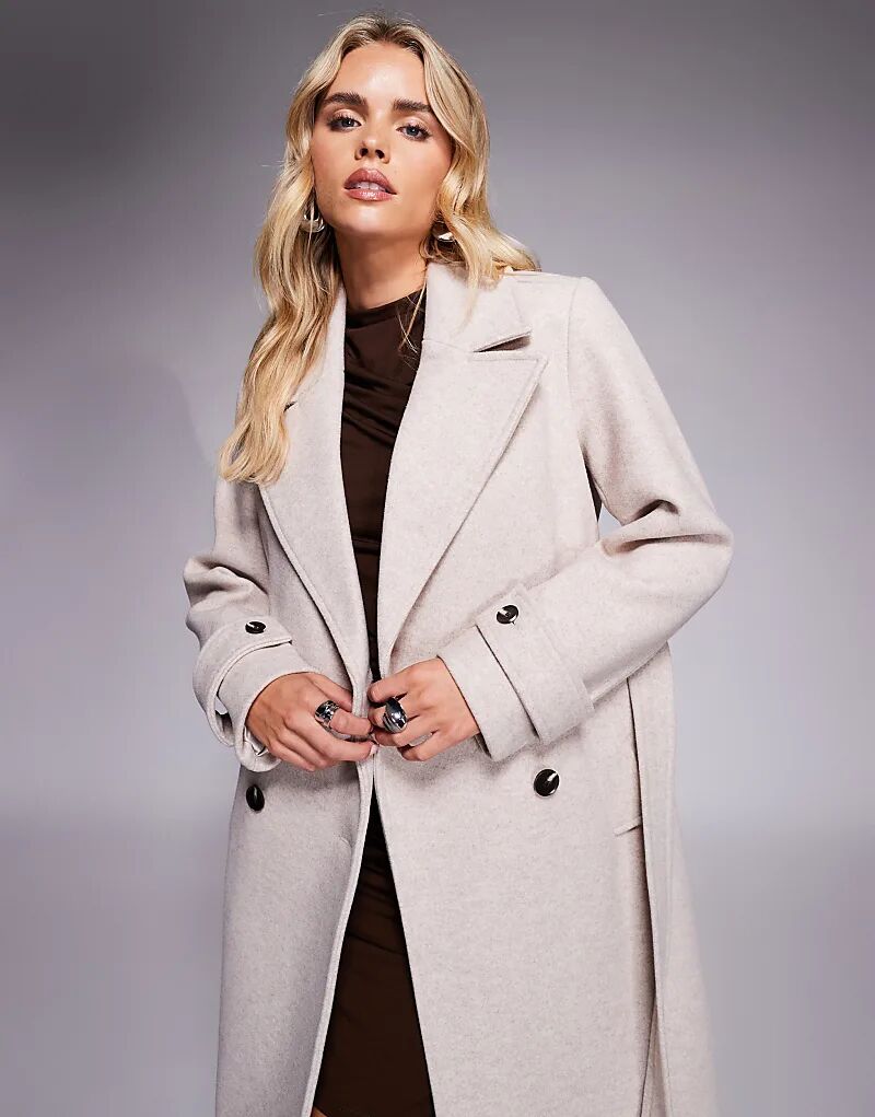 

Двубортное пальто макси Forever New Petite в цвете «камень»