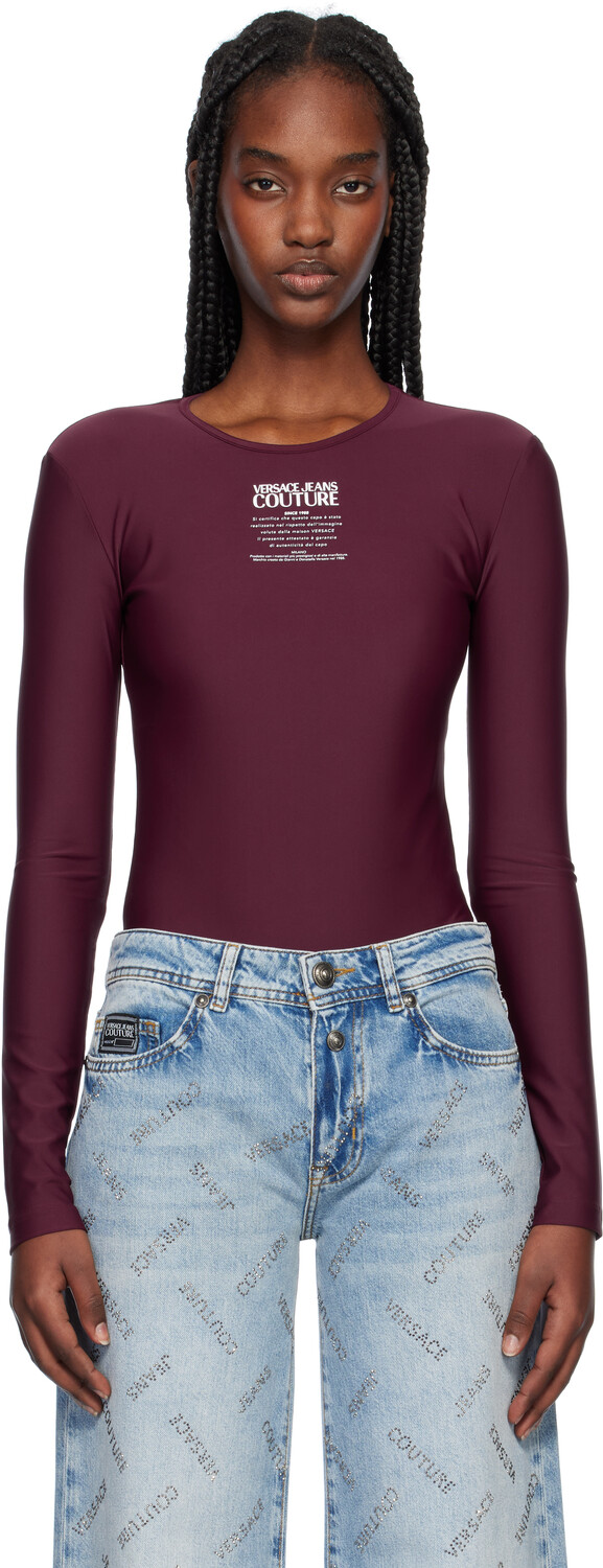 

Боди с логотипом гарантии Versace Jeans Couture, фиолетовый