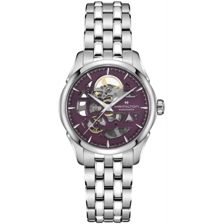 

Hamilton Jazzmaster Skeleton Auto Lady фиолетовые стальные женские часы H32265101