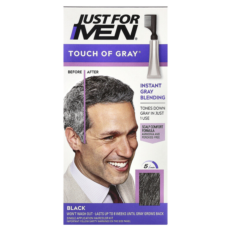 

Just for Men, Touch of Grey, T-55 Black, набор для одноразовой краски для волос