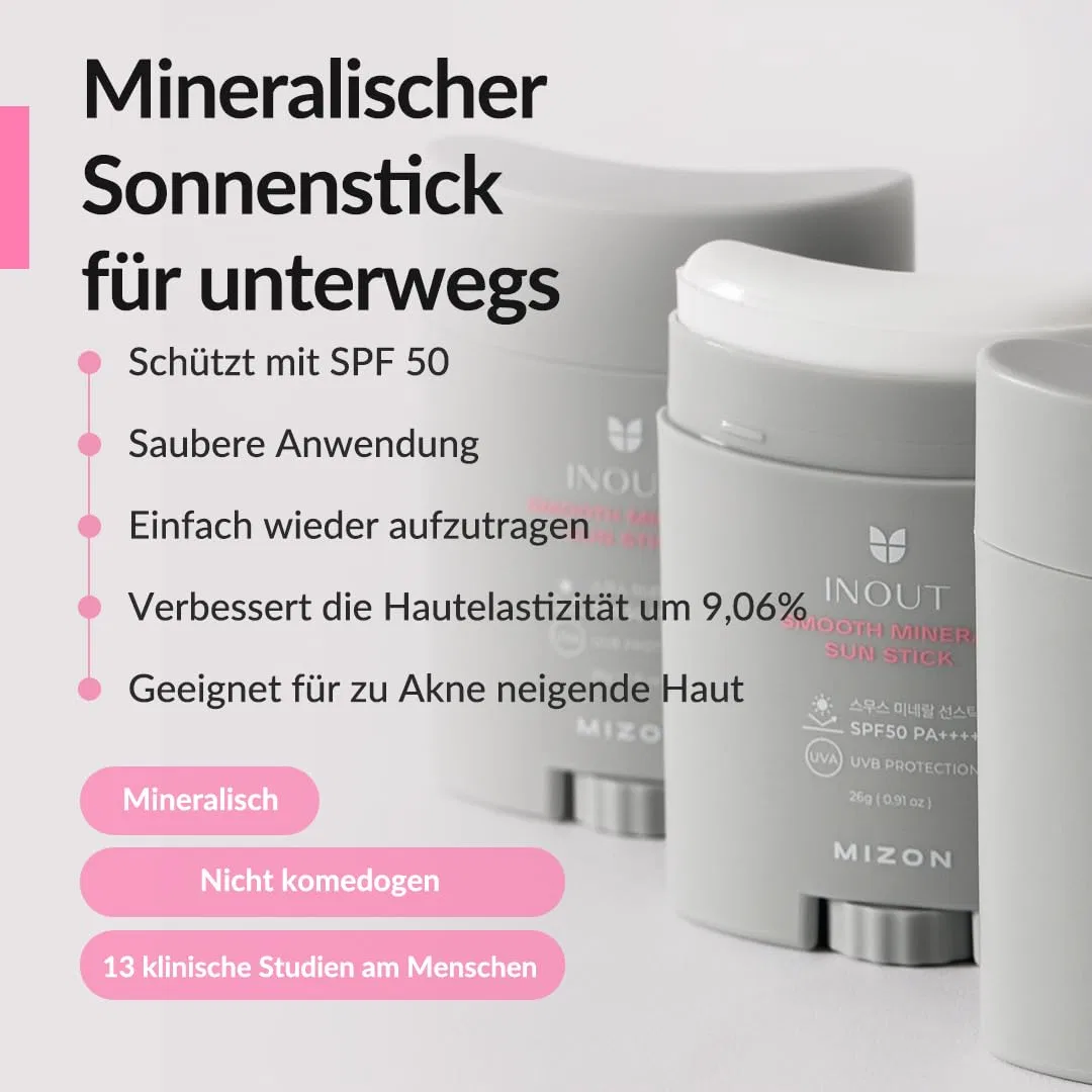 Солнцезащитный стик «INOUT SMOOTH MINERAL SUN STICK SPF50 PA++++» от MIZON Mizon — фото 2