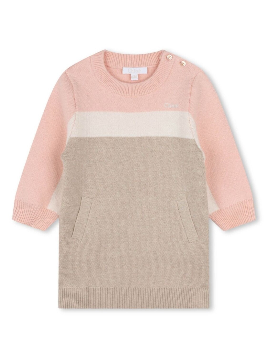 

Chloé Kids трикотажное платье с длинными рукавами, розовый