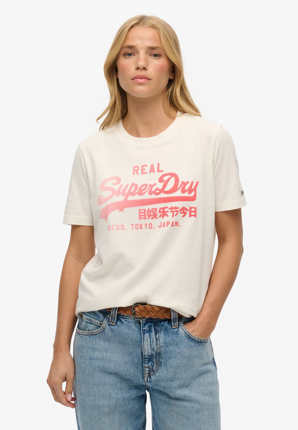 

Футболка с принтом VINTAGE LOGO FADE Superdry, белый
