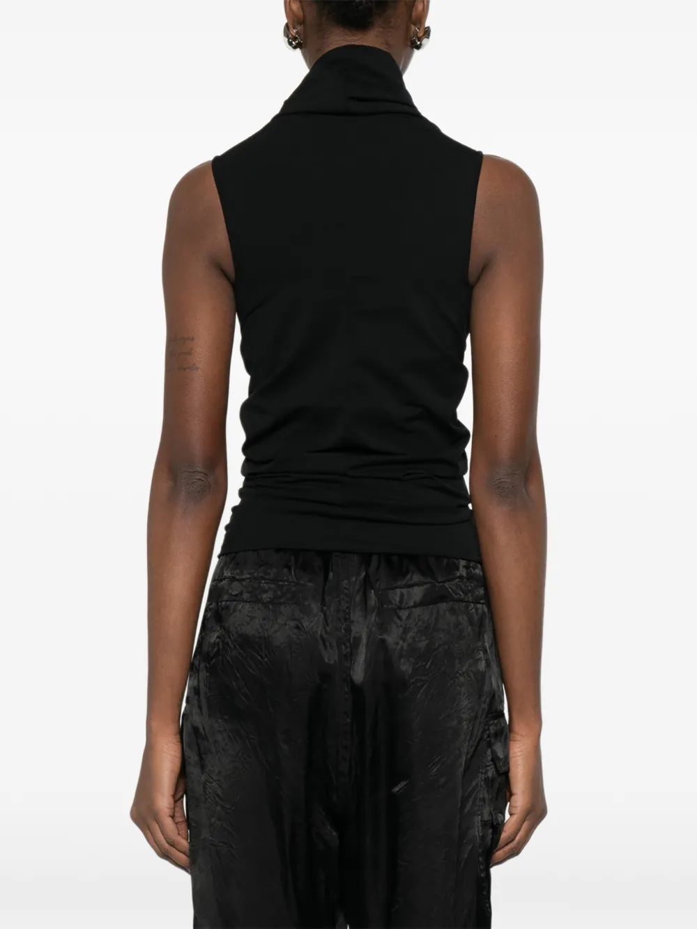 Топ из драпированного трикотажа Rick Owens, черный — фото 4