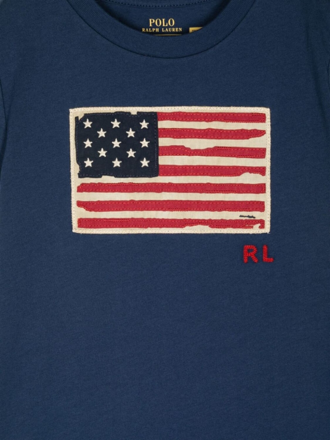 Ralph Lauren Kids футболка из хлопка с аппликацией в виде флага, синий — фото 3