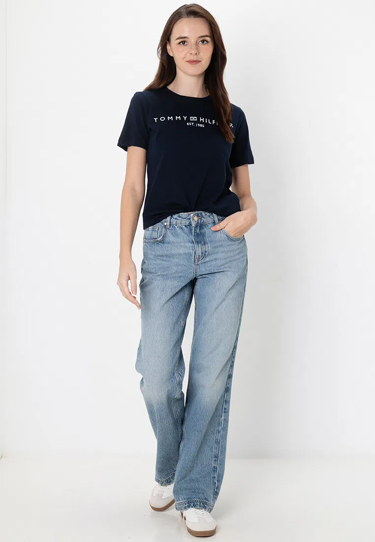 Футболка с логотипом и V-образным вырезом, Tommy Hilfiger, синий — фото 4