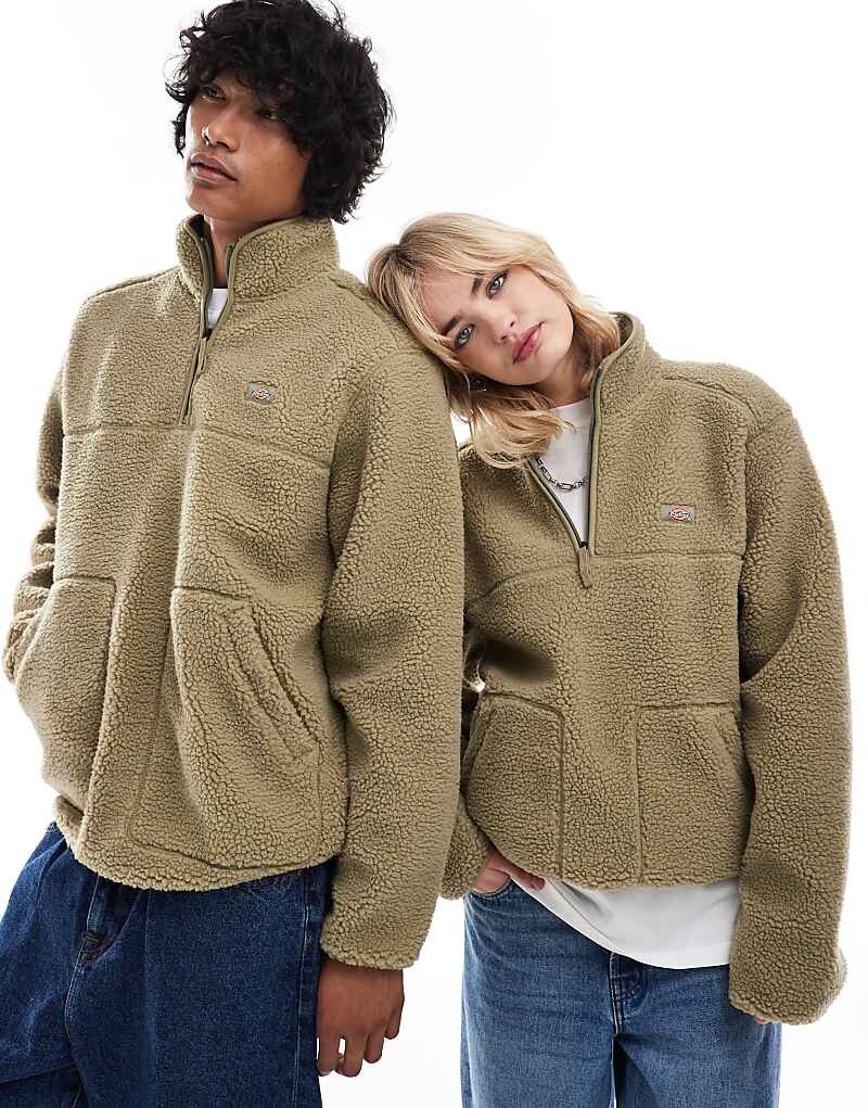 

Флисовая толстовка Dickies – Mount Hope – цвета хаки с короткой молнией