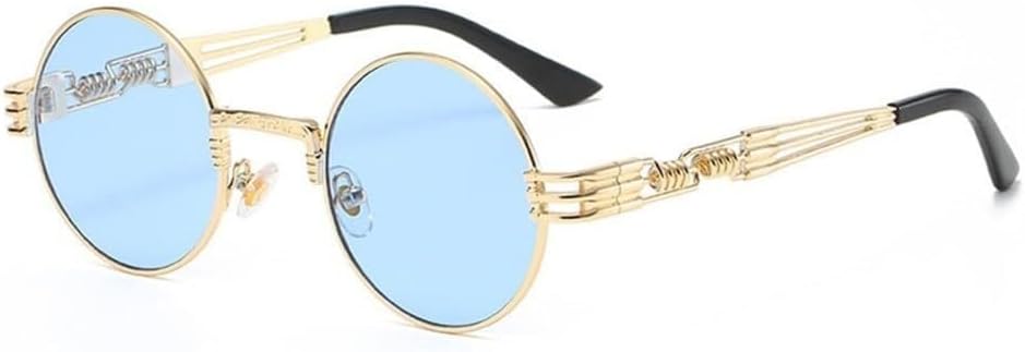

Винтажные круглые солнцезащитные очки в стиле стимпанк для женщин и мужчин, золотистые очки-очки в стиле стимпанк, прозрачные очки с защитой от УФ-излучения UV400 LXLHWN, 15