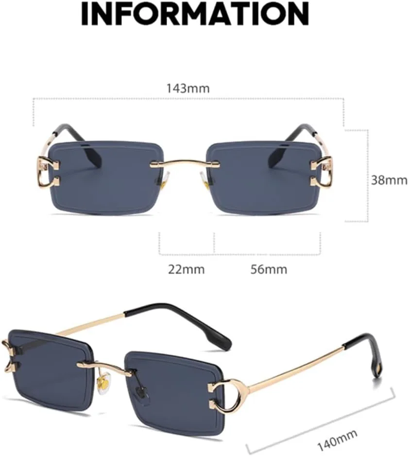 

Солнцезащитные очки для женщин и мужчин, прямоугольной формы, без оправы, с закругленными краями, для вечеринок на открытом воздухе TVTBBVV, Gradient Tea