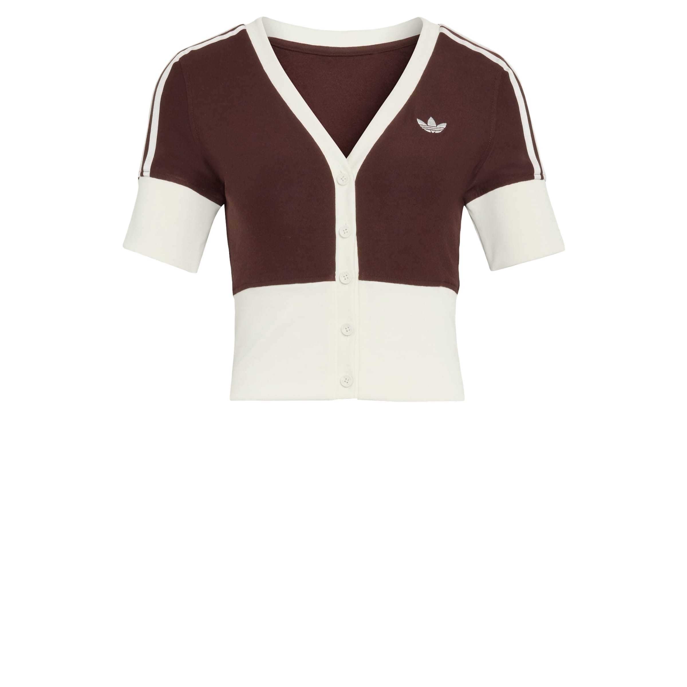 Adidas Originals Кардиган 'V-NECK SHIRT WITH' вязаный, коричневый