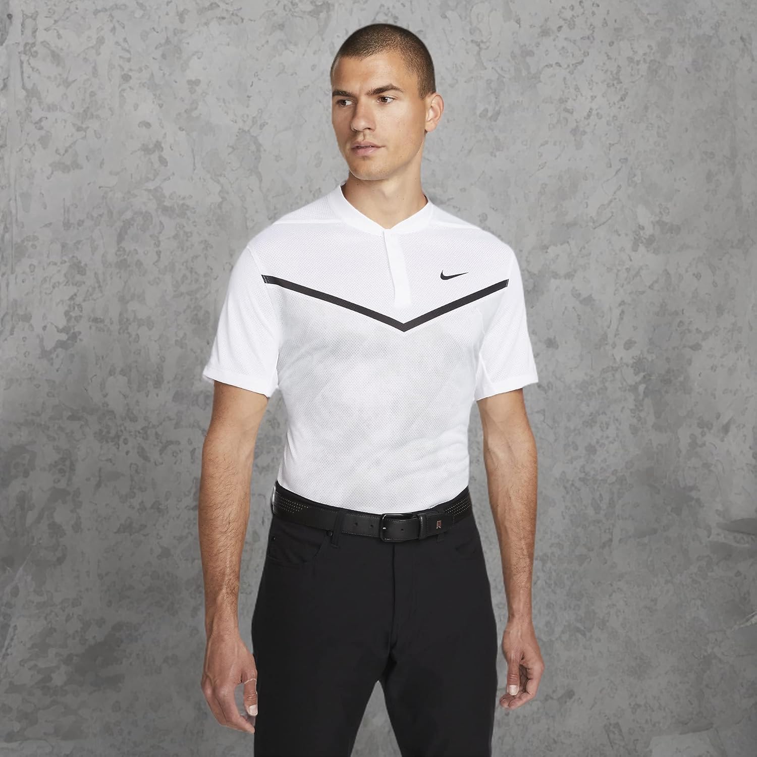 Мужская футболка-поло для гольфа Nike Dri-FIT ADV Tiger Woods TW Printed, White/Black — фото 3