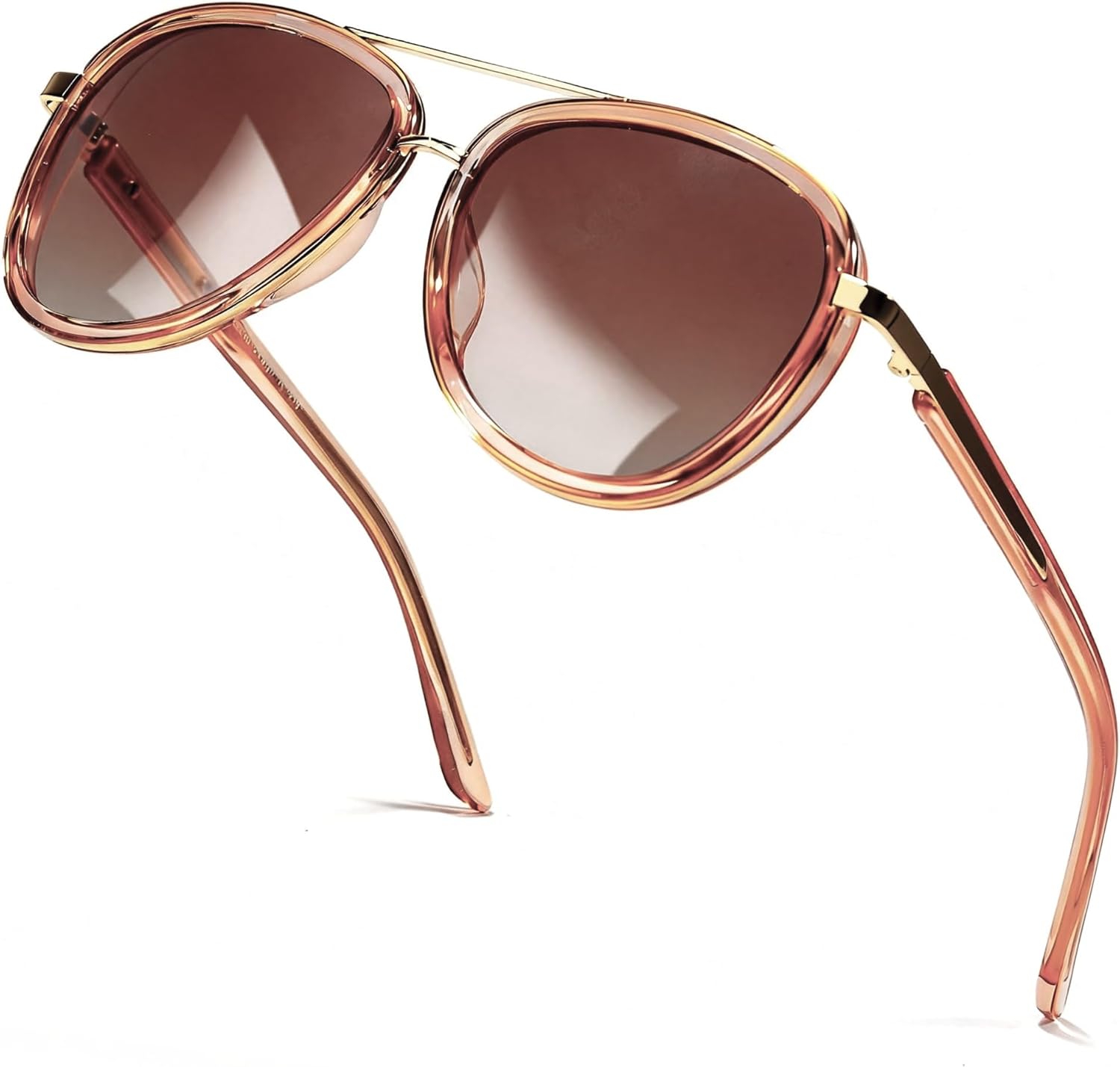 

Поляризованные солнцезащитные очки-авиаторы SIPHEW для женщин и мужчин - защита от УФ-излучения UV400, классический стиль с оправой TR90, A01-gold/Pink Aviator Sunglasses