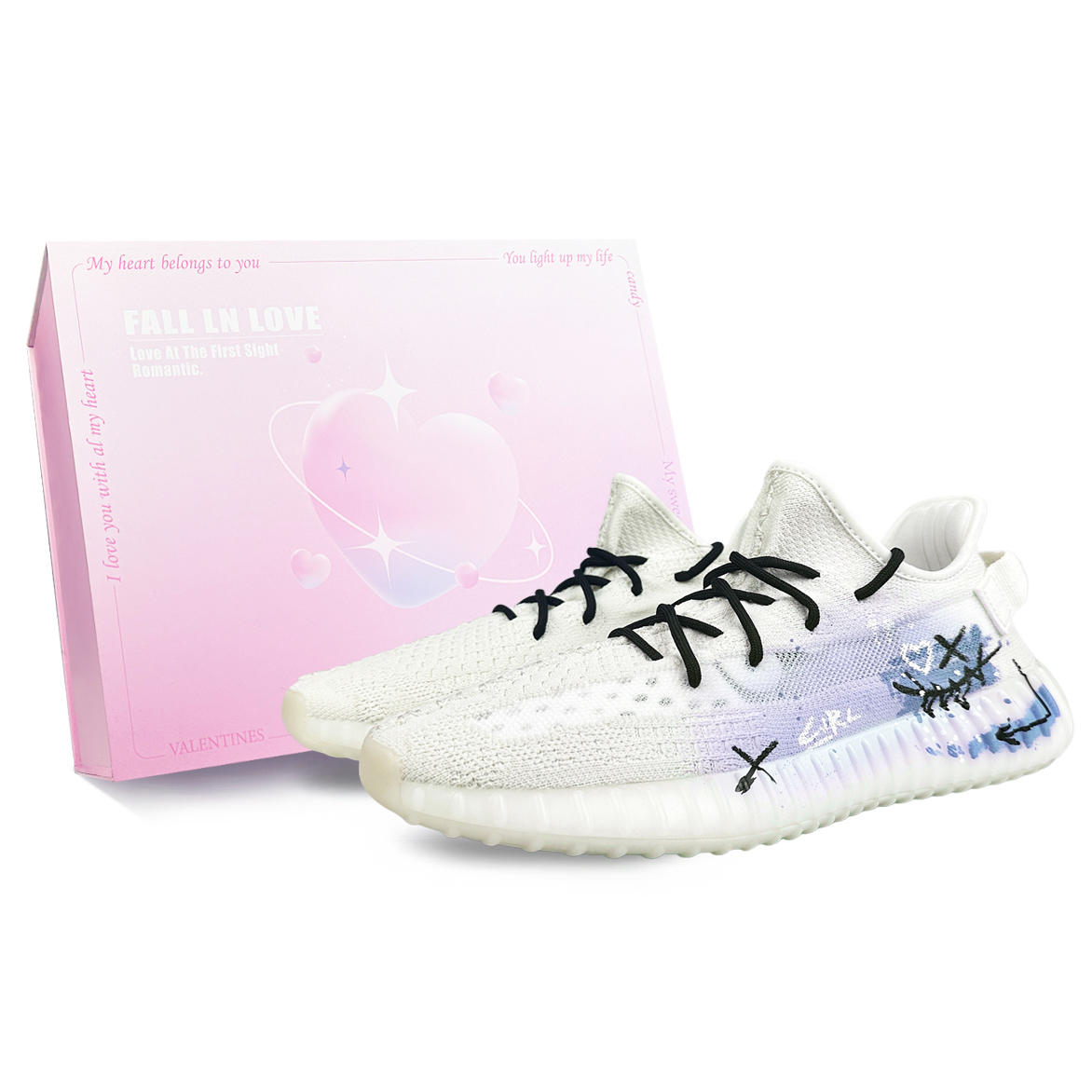 

Adidas Originals Изи Буст 350 В2 Абразивоустойчивые низкие кеды унисекс белый фиолетовый, цвет White Purple